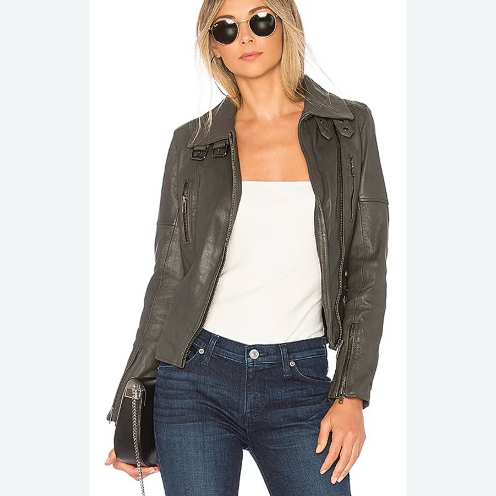 Muubaa Dark Gray Leather Jacket